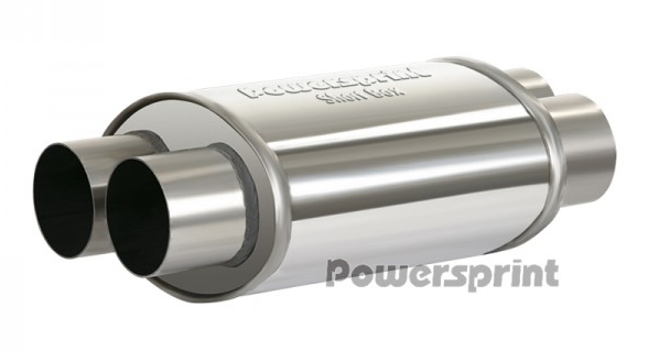 Powersprint Schalldämpfer Short Box oval zweiflutig Ø 65mm 370 mm Länge